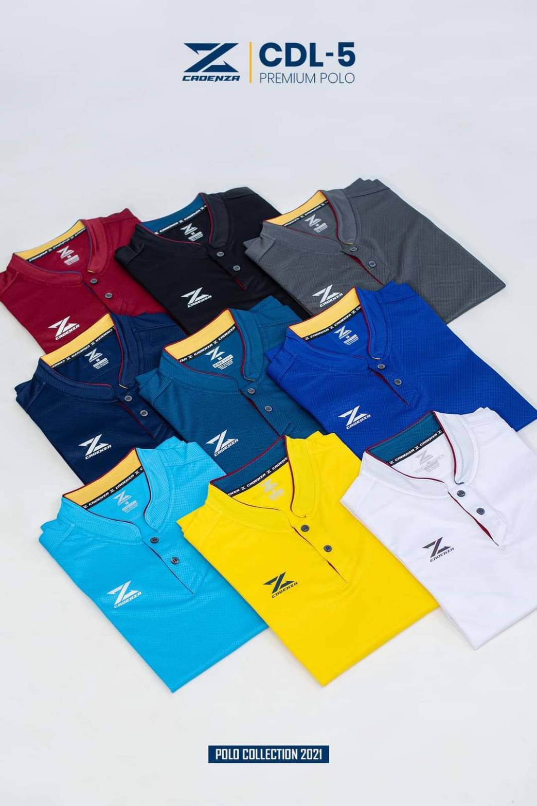 เสื้อคอจีน ลิขสิทธิ์แท้100% CADENZA CDL-5 เสื้อโปโลคอจีน สีน้ำเงิน