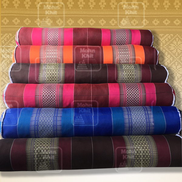 หมอนข้างเหลี่ยมขิด, หมอนข้างกลมขิด // Large Square Bolster Khit Pillow Size 20 cm x 105 cm