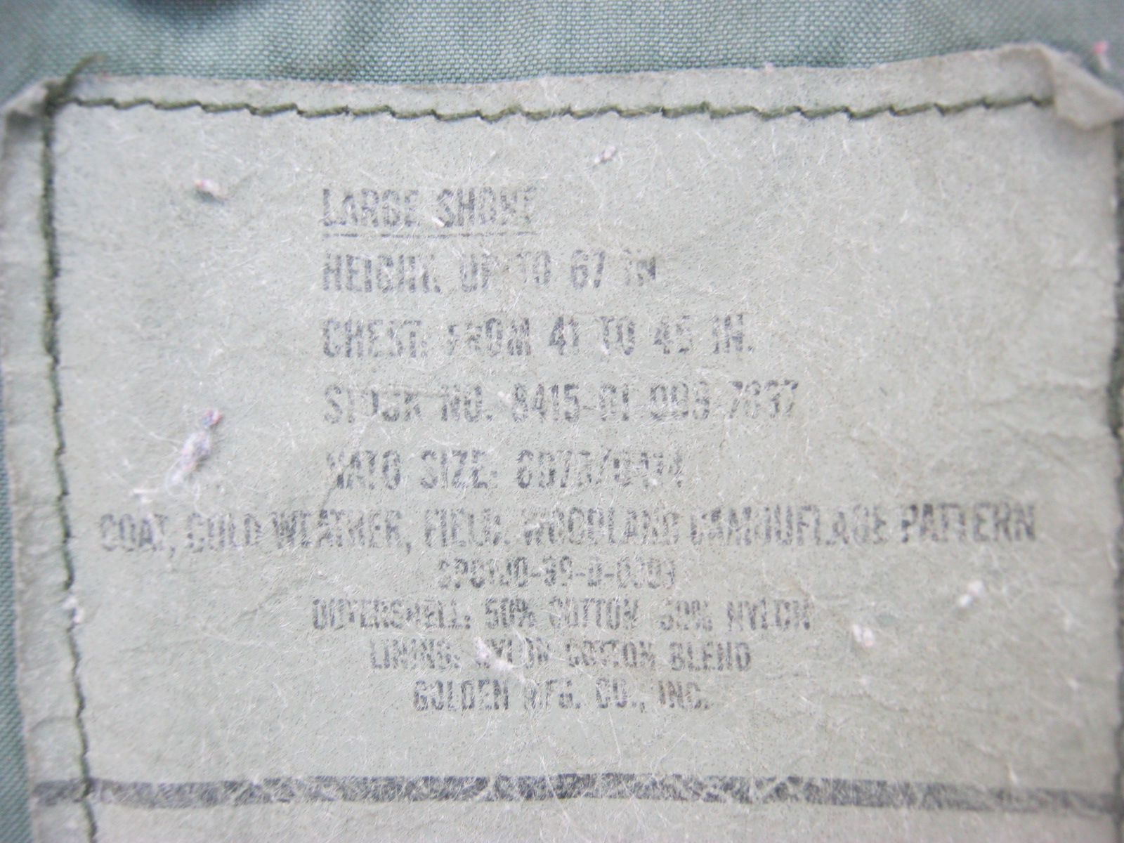 เสื้อM65 ลายพรางwoodland Large short