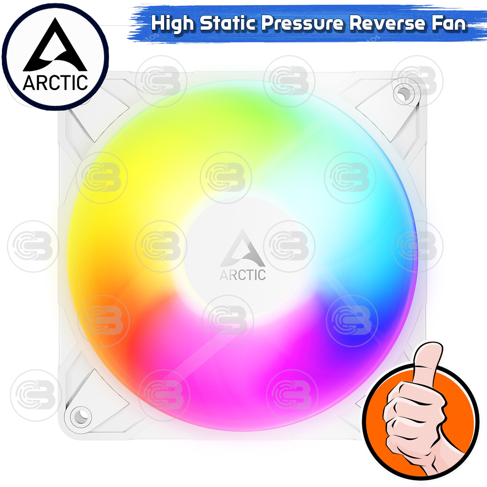 [CoolBlasterThai] ARCTIC P12 PRO REVERSE PST A-RGB WHITE (size 120 mm.) X3 Value Pack PC Fan Case ประกัน 6 ปี