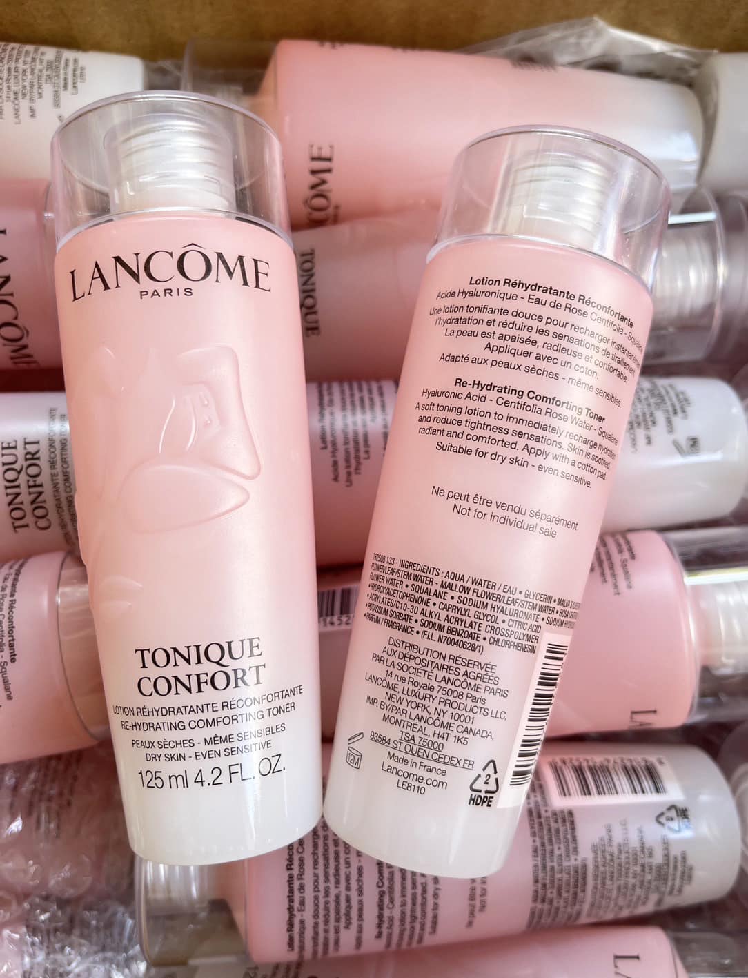 สูตรใหม่ Lancome Tonique Confort Comforting Facial Toner Eau de rose centifolia 24h D'Hydratation 125ml. (1ขวด) ขนาดทดลอง