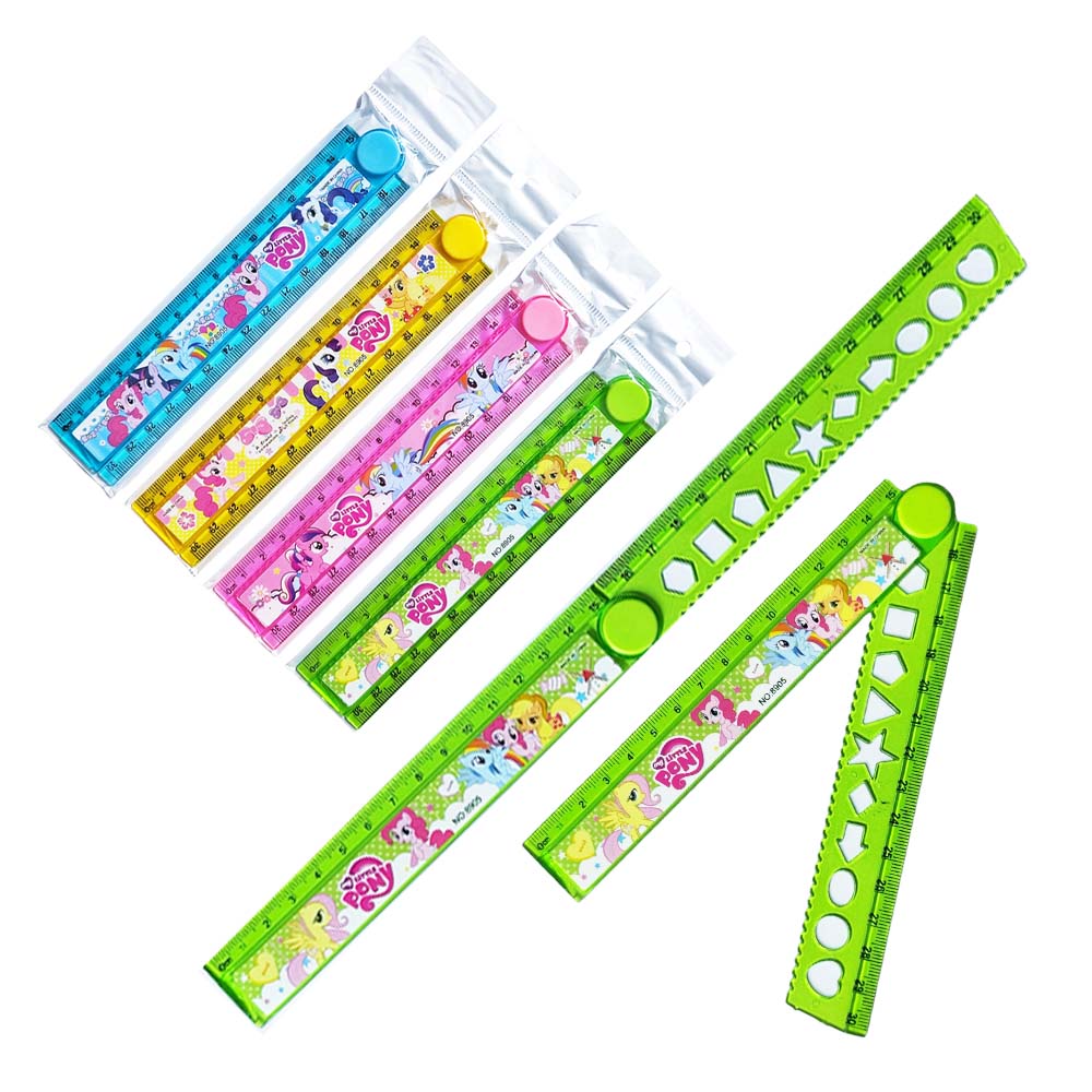 ไม้บรรทัด พลาสติก แบบแข็ง คละสี-ลาย 30 ซม. / ไม้บรรทัดแบบพับได้ / เทมเพลท คาไลโดสโคป 20 ซม.