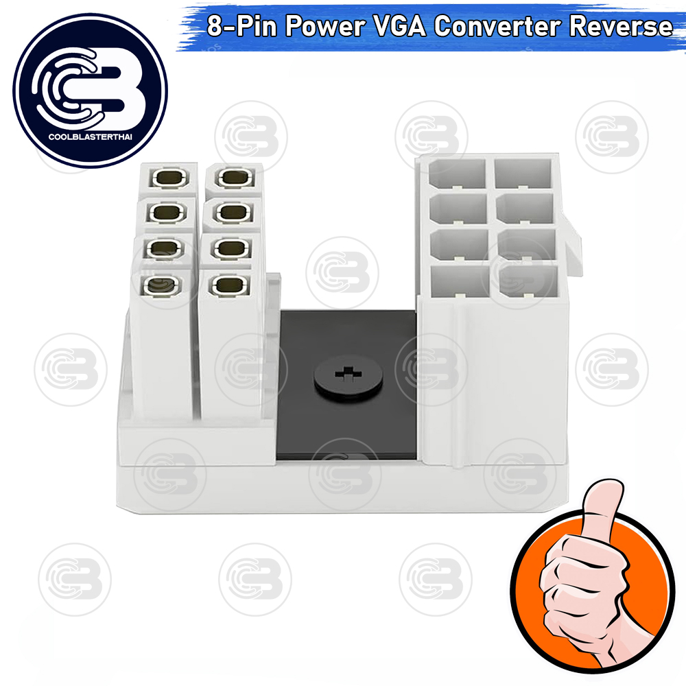 [CoolBlasterThai] Cable Management GPU 8 Pin U-TURN 180 Degree Connector (REVERSE) WHITE