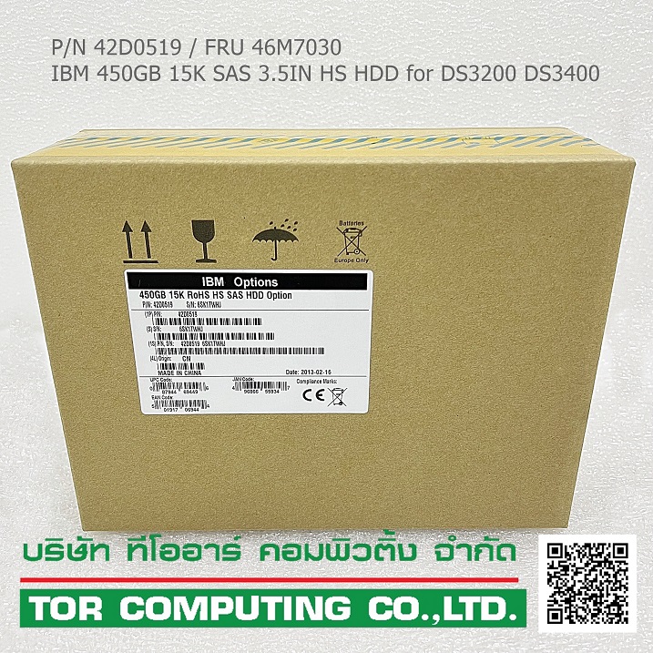 NEW, IBM 42D0519 46M7030 [TorCompTH Thailand - ขาย จำหน่าย ราคา] IBM 450GB 15K 3.5IN HS SAS HDD for DS3400 x3650