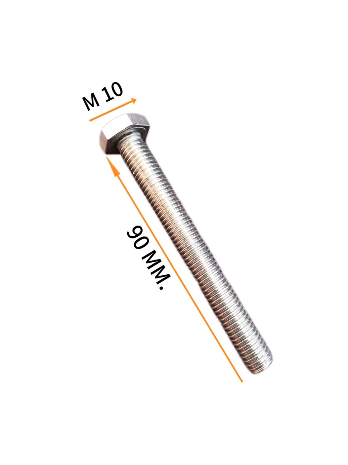 น็อตสแตนเลส หัวเหลี่ยม ขนาด M10 * 90mm #105051