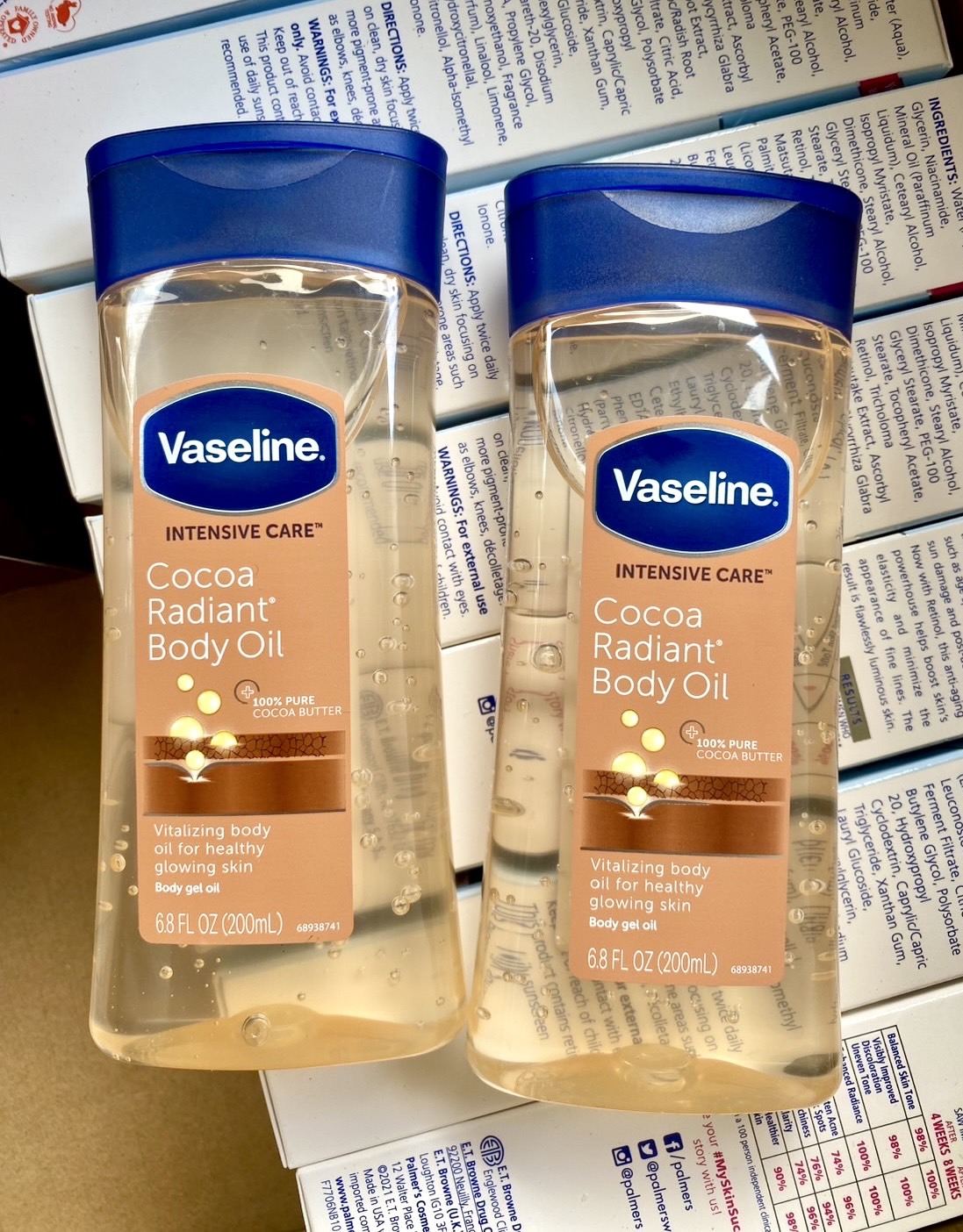 บอดี้ออยล์ Vaseline Intensive Care Cocoa Radiant Body Oil - 200ml. (1ขวด)