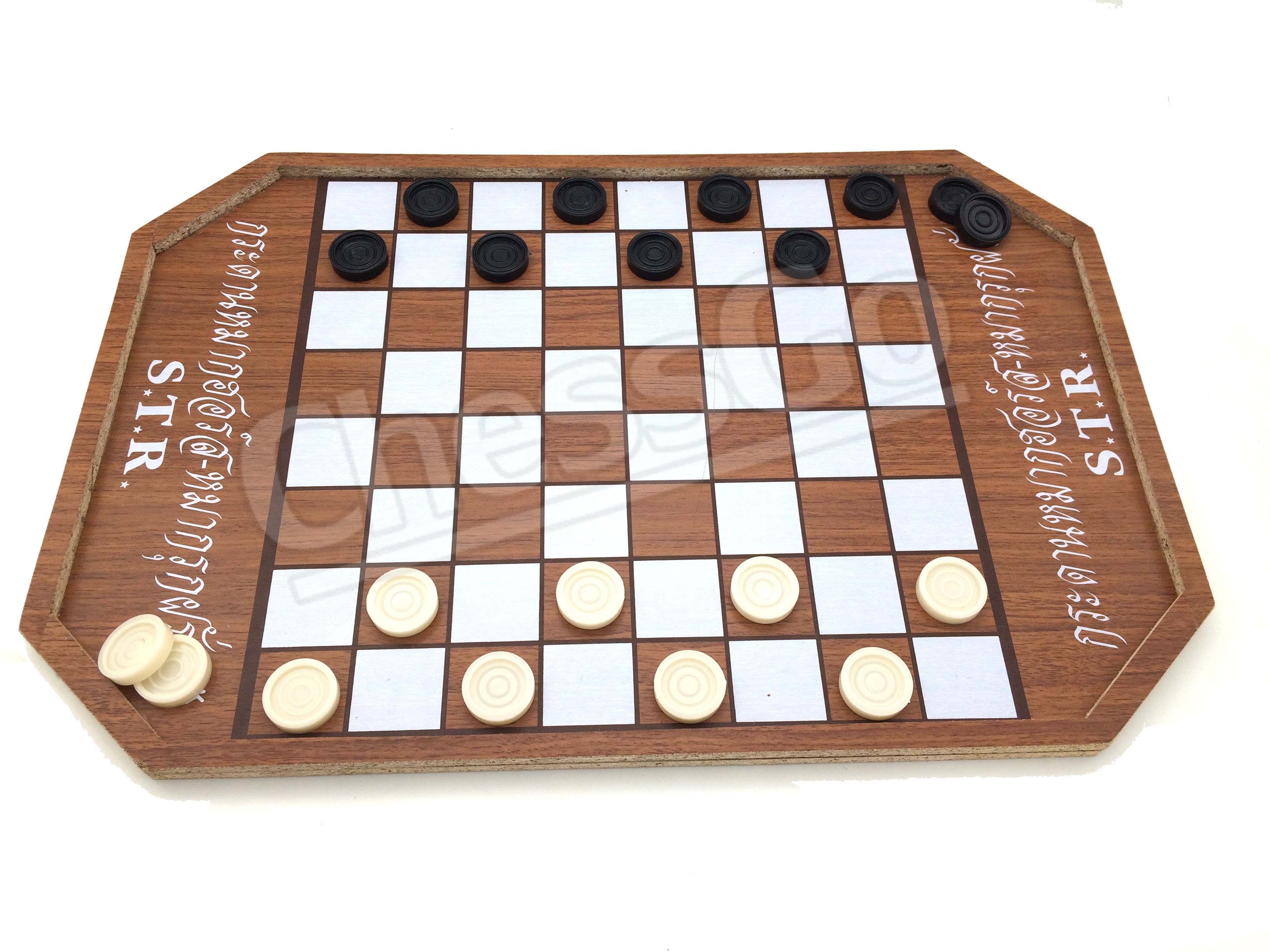 ชุดหมากฮอส(กระดานไม้อัด+ตัวพลาสติกABS size L-24ตัว+ถุงผ้า)