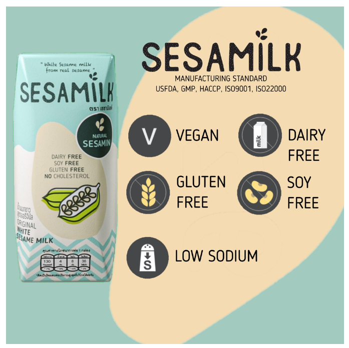 น้ำนมงาขาว 🥛 แท้ 💯% SESAMILK สูตรออริจินอล 😋อร่อย อุดมไปด้วยสารอาหารที่มีประโยชน์💪 แพ็ค 3 กล่อง‼️