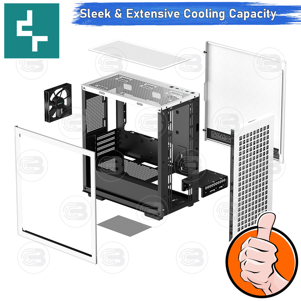 [CoolBlasterThai] DEEPCOOL CH370 WH Micro-ATX High-Airflow PC Case WHITE ประกัน 1 ปี