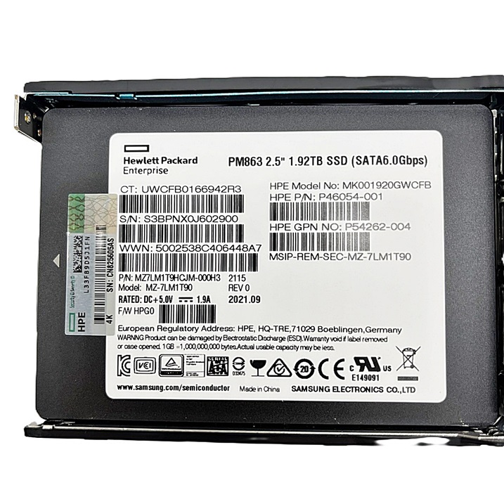 NEW HPE P44009-B21 P46054-001 [TorCompTH Thailand ขายจำหน่าย ราคา] HPE 1.92TB SATA 6G RI SFF SC 2.5in PM863 SSD with Tray for G9