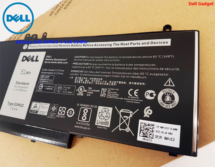 Battery Dell Latitude E5450, 4-Cell, 51Wh, แบตเตอรี่ Dell G5M10 ของแท้รับประกันศูนย์ Dell Thailand On-site Service