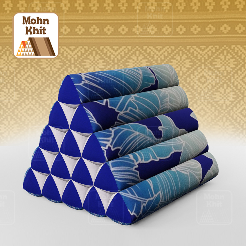หมอนสามเหลี่ยม15 ช่องเดี่ยว ประกบลายDesign 52cmx36cmx32cm// Thai Tri-angle Cotton Design Traditional Floor Cushions.