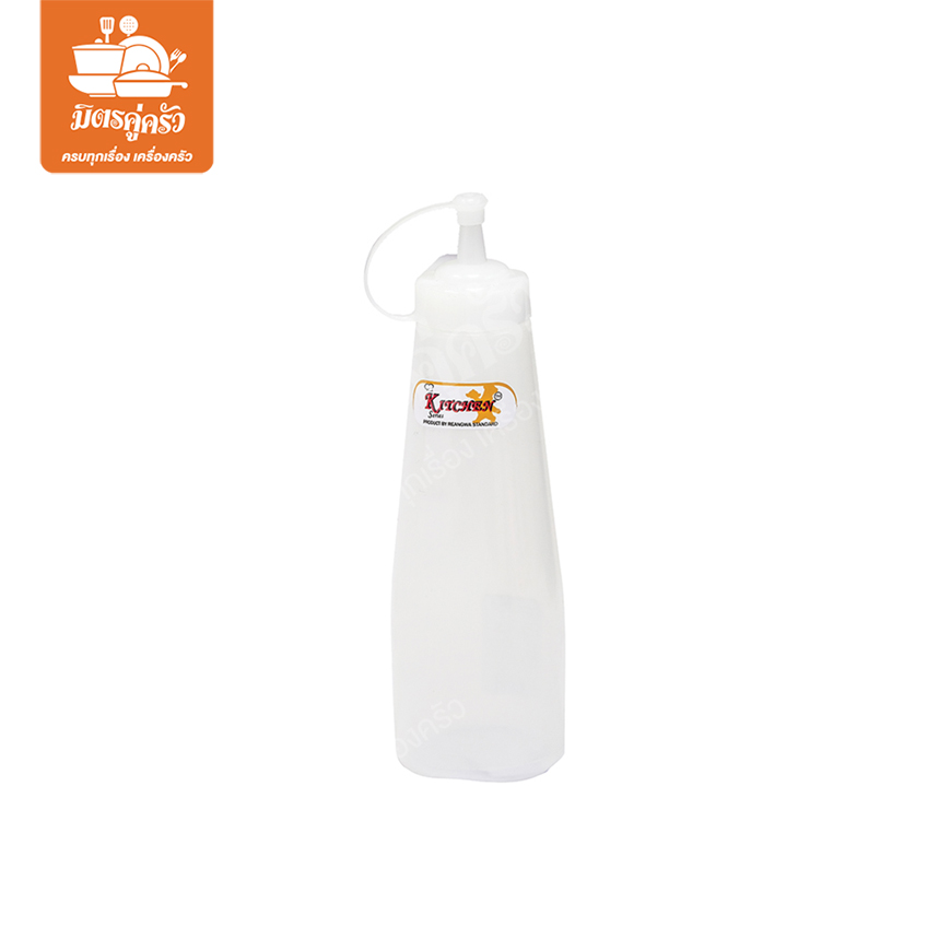 ขวดซอสบีบ ขนาด 470 ml. เนื้อขาว (ทรงปิระมิดใส) - RW