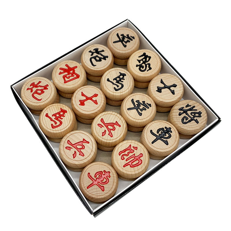 ตัวหมากรุกจีนไม้บีช Beech Wood Chinese Chess (รุ่น Black Dragon)