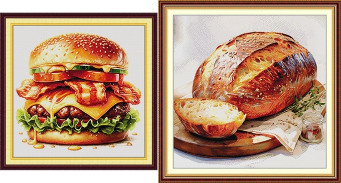 Hamburger and bread (ไม่พิมพ์/พิมพ์ลาย)