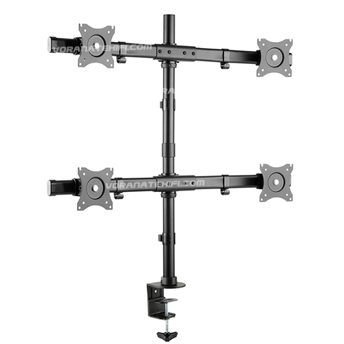 LDT08-C04 ขาตั้งจอคอม 4 จอ สำหรับจอขนาด 13"-27" Curved Horizontal Rail Quad Monitor Array Desktop Stand