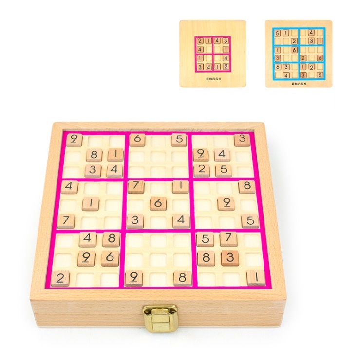 ซูโดกุไม้ 3in1 (กล่องฝาล็อค) Wooden Sudoku