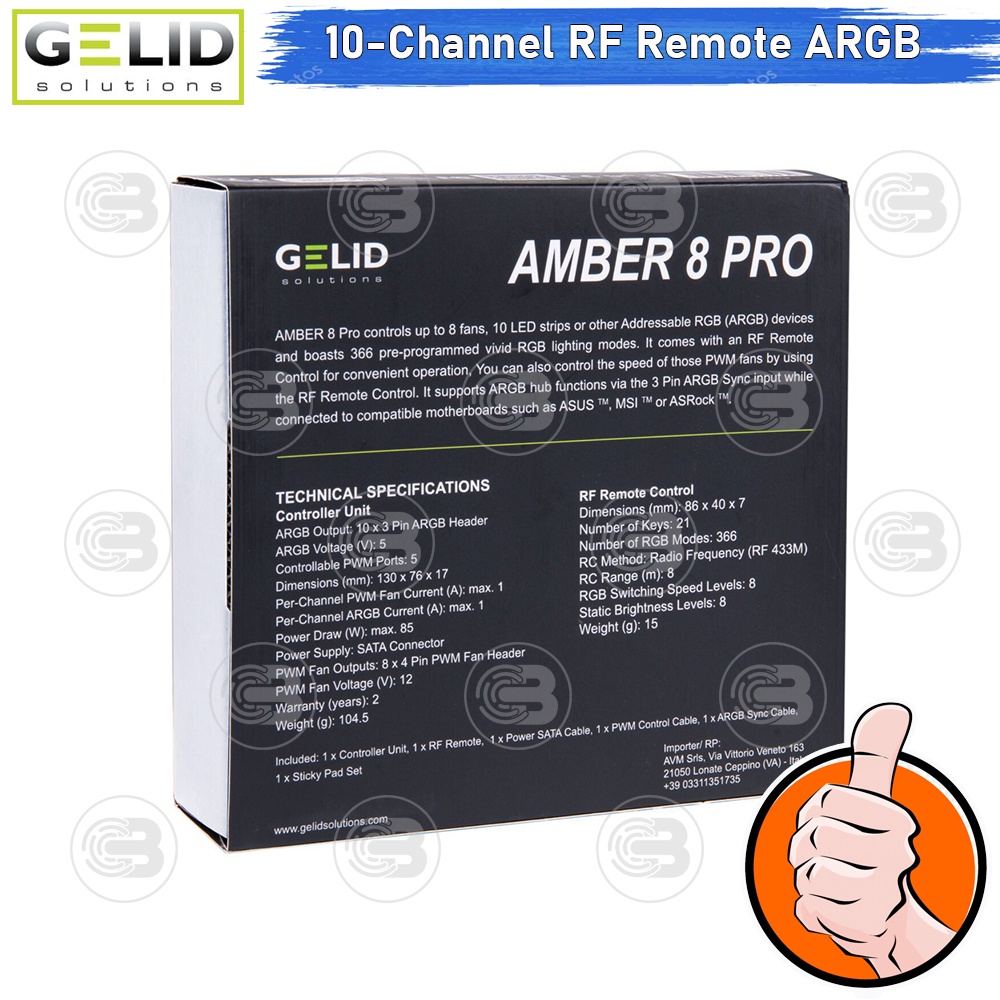 [CoolBlasterThai] GELID AMBER 8 PRO 10-Channel RF Remote ARGB+8 PWM Channels Controller ประกัน 2 ปี