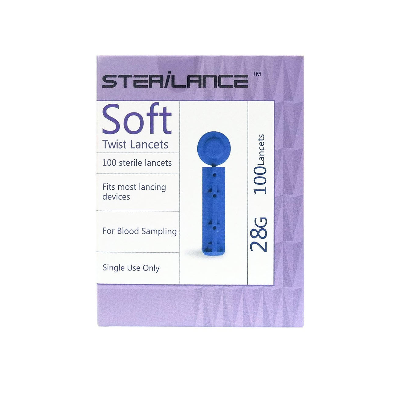 เข็มเจาะเลือดปลายนิ้ว ยี่ห้อ SteriLance SOFT รุ่น Twist Lancet ขนาด 28G (100 ชิ้น)