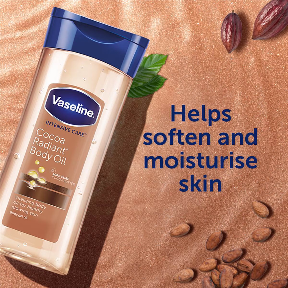 บอดี้ออยล์ Vaseline Intensive Care Cocoa Radiant Body Oil - 200ml. (1ขวด)