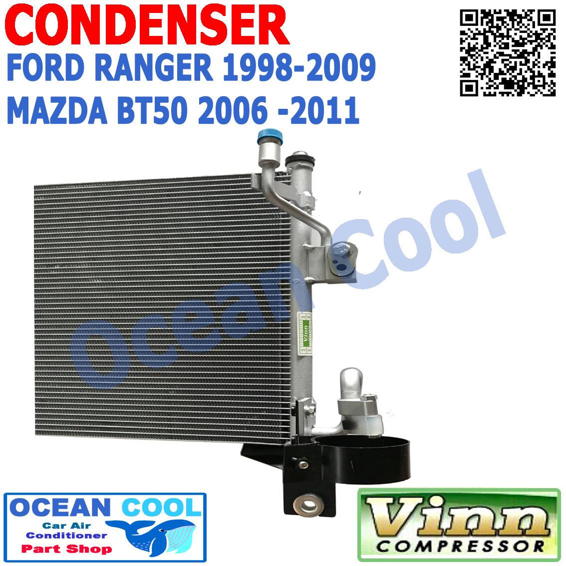 แผงแอร์ ฟอร์ด เรนเจอร์ ปี 1998 - 2009, มาสด้า บีที 50 ปี 2006 - 2011 CD0041 หนา 16 มิล ท่อน้ำยา 48 แถว Ford Ranger , Mazda BT-50 CONDENSER คอนเดนเซอร์ (แผงคอยล์ร้อน) อะไหล่ แอร์ รถยนต์