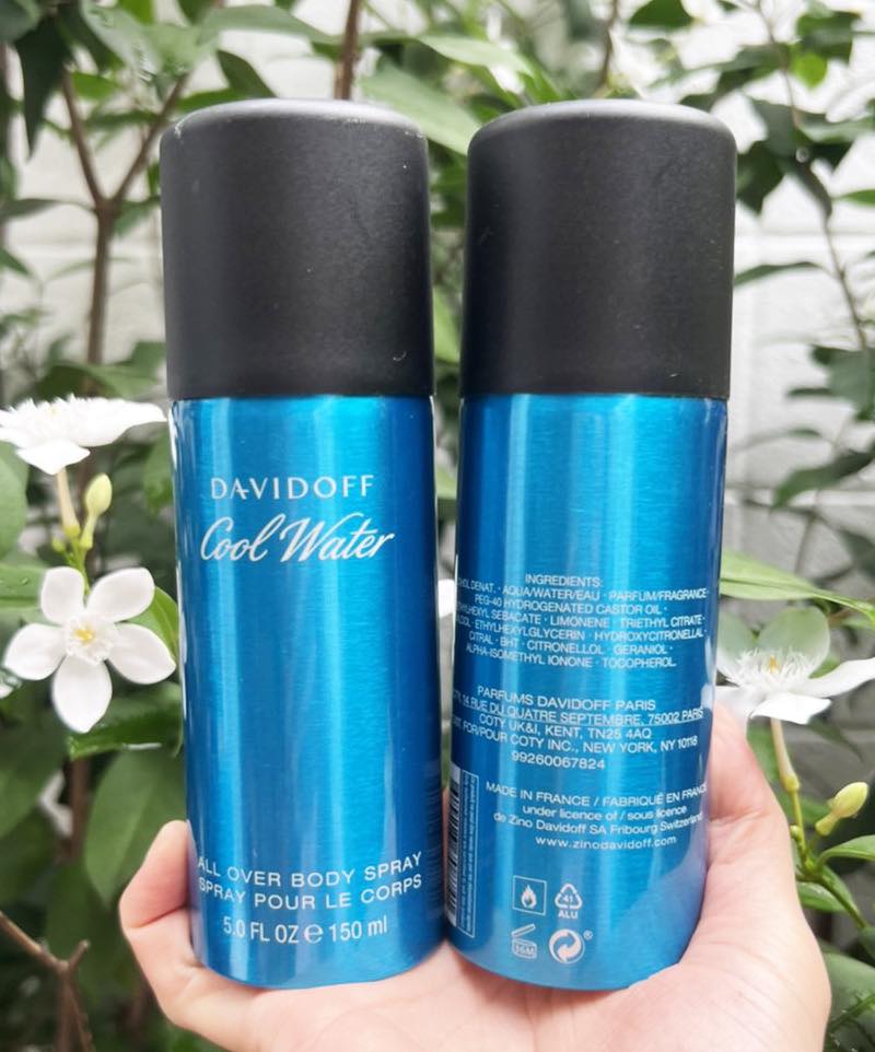 Davidoff Cool Water Men All Over Body Spray 150ml. สเปรย์น้ำหอมระงับกลิ่นกาย