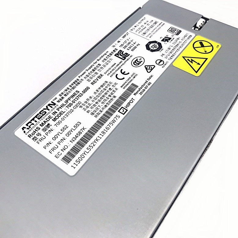 NEW, IBM 00YL552 / 00YL553 [TorCompTH Thailand - ขาย จำหน่าย ราคา] IBM 550W High Efficiency Platinum AC Power Supply Model 700-013702-0200 sub 00FK930 for x3550 M5, x3650 M5, x3500 M5