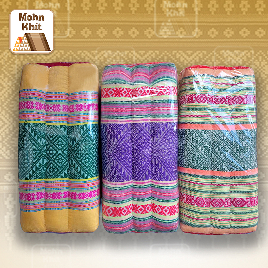 หมอนขิดเก้าลูกโบราณ 3 ลูก ขนาด 38x20 Cm //Ancient Pillow large 9 rows 38x20cm kapok 100%Traditional Floor Cushion.