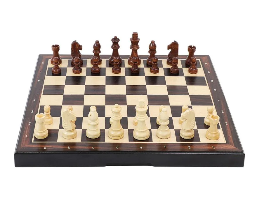 ชุดหมากรุกสากลไม้ebony+maple(แม่เหล็ก) Gold Knight Wooden Chess Set 3