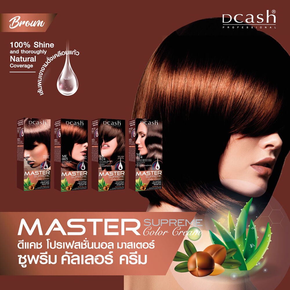 แท้พร้อมส่ง○ (โทนสีน้ำตาล) DCASH MASTER SUPREME COLOR CREAM Reflect BROWN ดีแคช โปรเฟสชั่นนอล มาสเตอร์ ซูพรีม ย้อมผม
