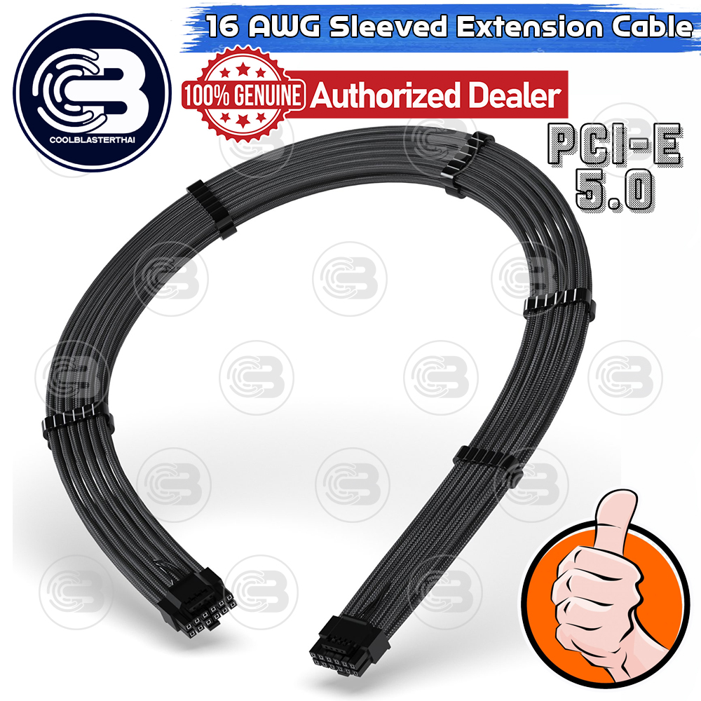 [CoolBlasterThai] 16 Pin(12+4) 12VHPWR PCIe 5.0 16 AWG Sleeved Extension Cable Black