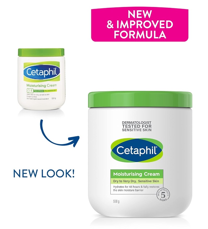 Cetaphil Moisturizing Cream For Dry,Sensitive Skin 550g. ผลิตภัณฑ์บำรุงผิวหน้าและผิวกาย