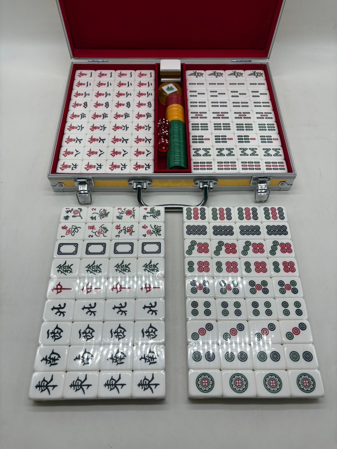 ไพ่นกกระจอกชุดพรีเมี่ยม High Quality Mahjong with Aluminum Box #37 สีทอง