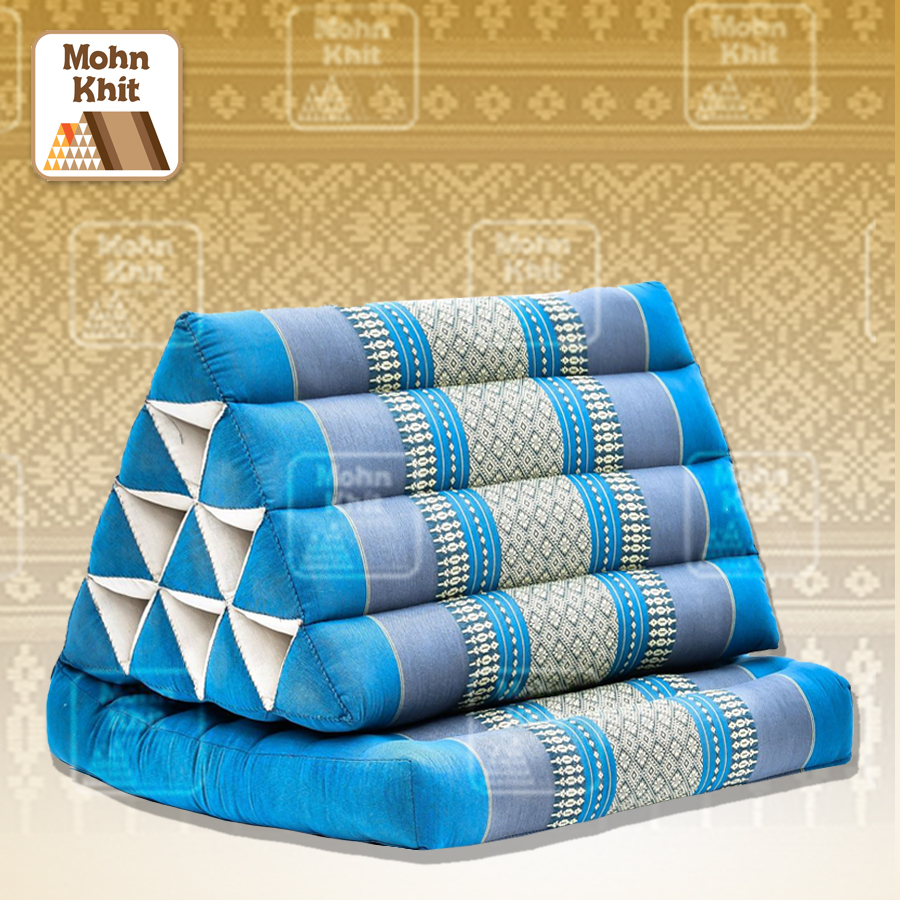 หมอนสามเหลี่ยม 10 ช่องติดเบาะ 1 พับ 50x76x35Cm Tri-angle kapok 100%Traditional Floor Cushions 10 holes with 1part of mattress.