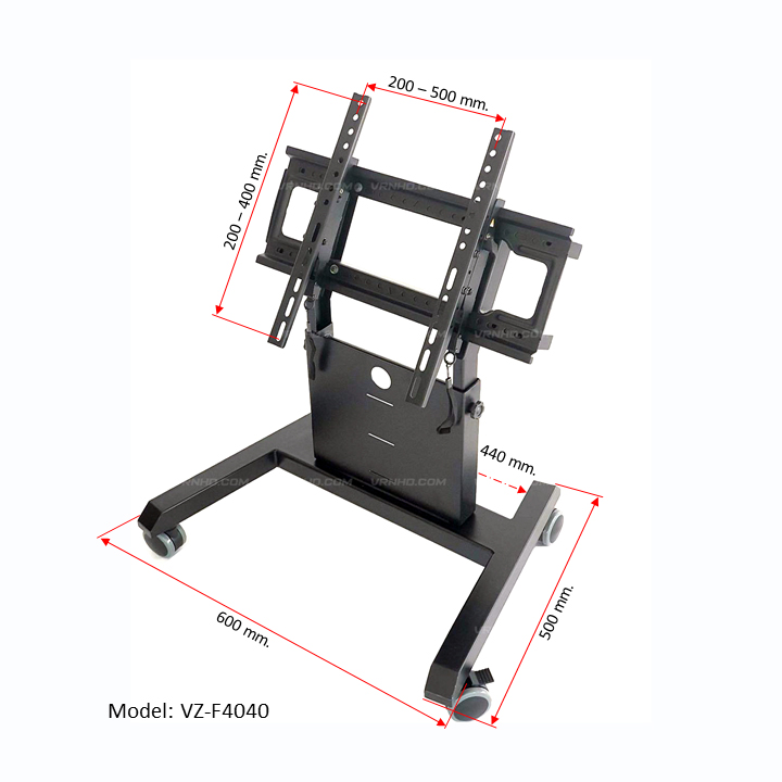 [Made to Order] ENIX VZ-F4040 ขาตั้งทีวี, จอ InterActive, Touchscreen 32"- 65" แบบเงยหน้า+มีล้อเลื่อน ปรับความสูง 85-105 ซม., Max VESA 500x400 mm., Weight Capacity 45 Kg.