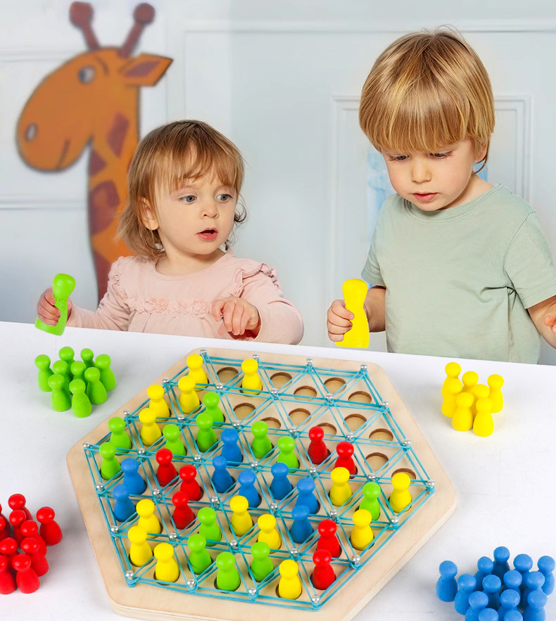 หมากลูกโซ่สามเหลี่ยมเรขาคณิต (กระดานไม้) Chain Game