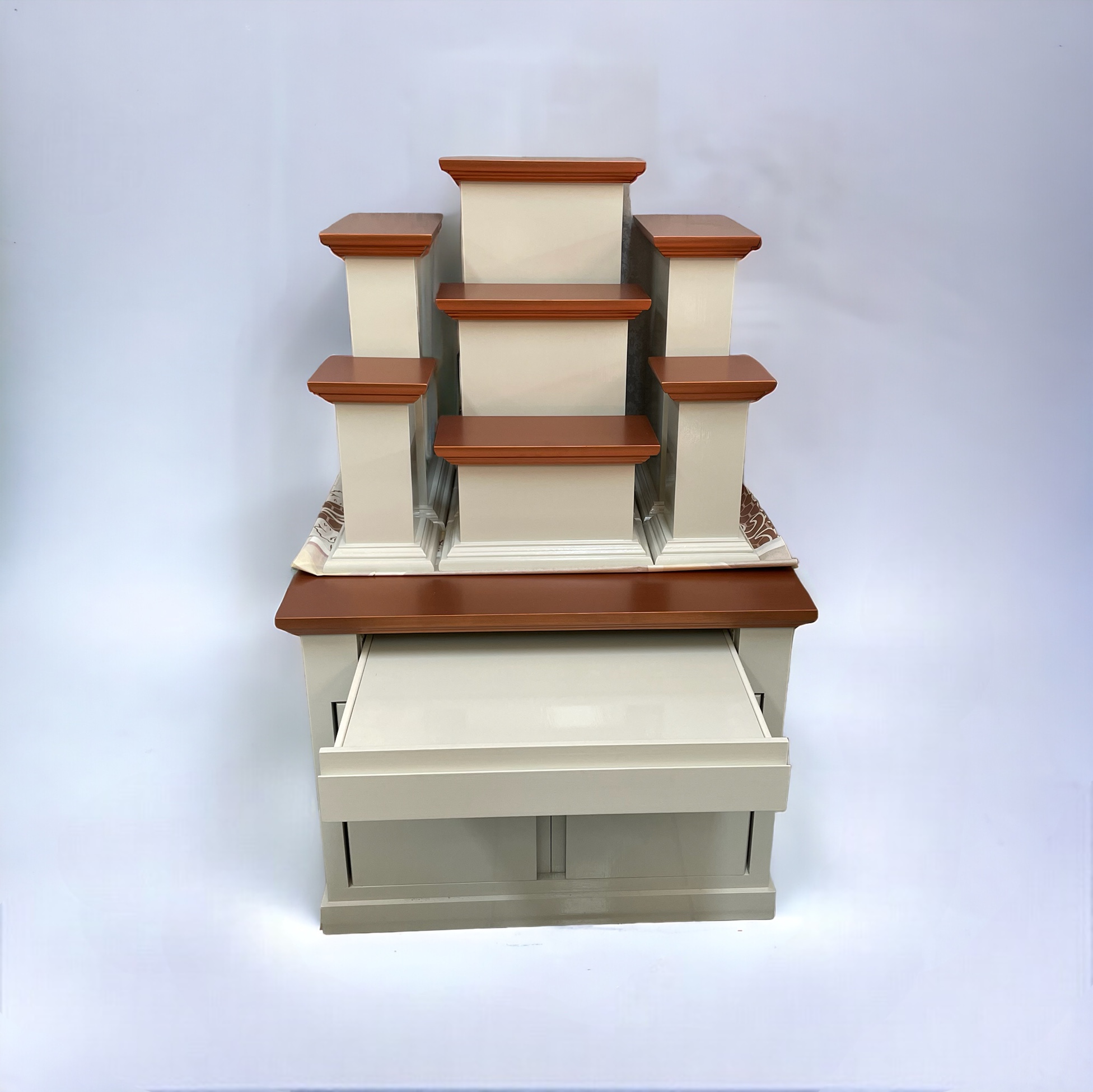 ตู้พระพร้อมแท่นโมเดิร์น หมู่ 7 หน้า 6 สีครีมท็อปพิงค์โกลด์