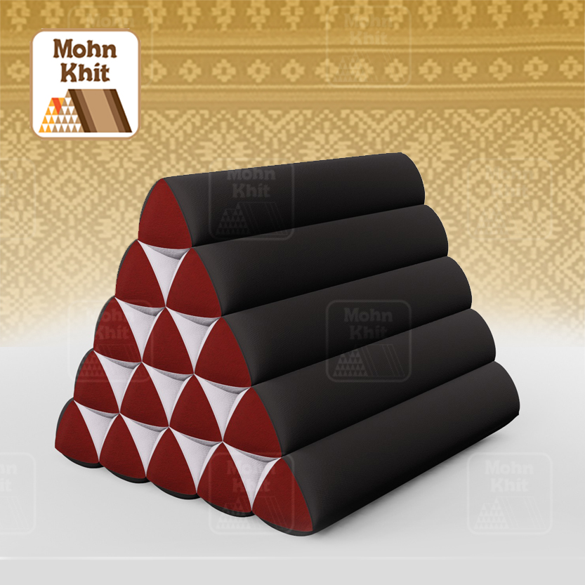 หมอนสามเหลี่ยม15 ช่องเดี่ยว ประกบคู่2สีผ้าฝ้าย 52cmx36cmx32cm// Thai Tri-angle Cotton Design Traditional Floor Cushions.