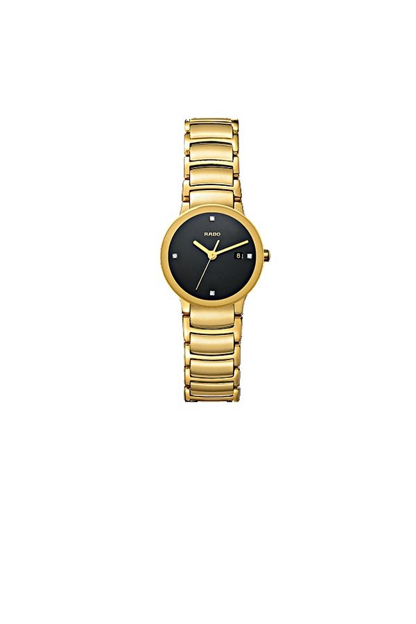 Rado Centrix Jubile Black Diamond Dial Gold-Plated Stainless Steel Ladies' Watch รุ่น R30528713