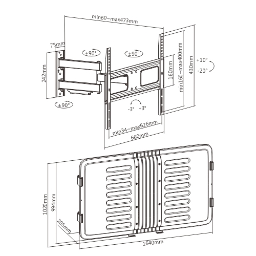 WTV-65 กล่องกันน้ำ พร้อมขาแขวนทีวีขนาด 43"- 65" แบบ Full-Motion สำหรับงานติดตั้งแบบ Outdoor TV!