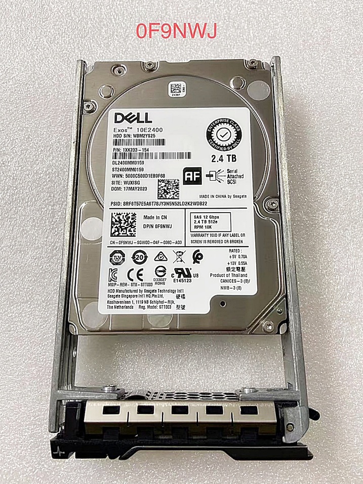 NEW DELL 0F9NWJ [TorCompTH Thailand ขายจำหน่าย ราคา] Dell 2.4TB 10K 12G 2.5in 512e SAS HDD with Tray for G12/G13