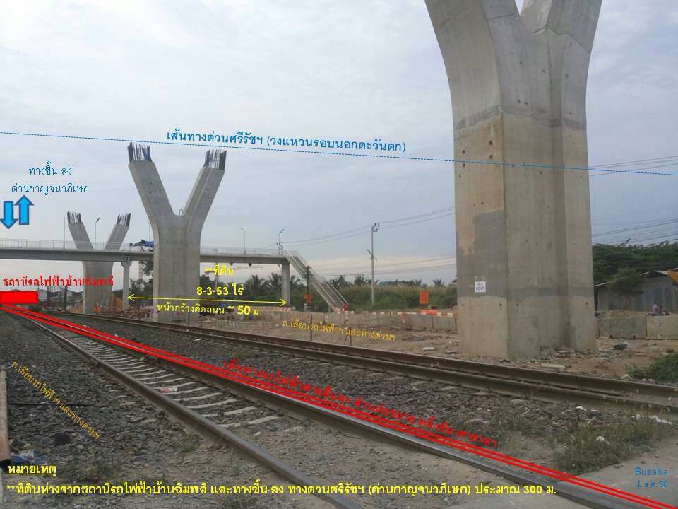 ขายที่ดิน 8-3-53 ไร่ ใกล้สถานีรถไฟฟ้าสายสีแดง (บ้านฉิมพลี) ตลิ่งชัน ทรงสี่เหลี่ยมสวยขึ้นคอนโดสูงได้
