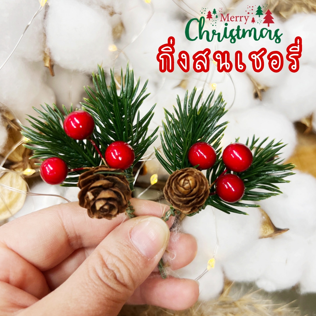 ก้านสนเชอรี่ ของตกแต่งแพคเกจจิ้งคริสมาสต์
