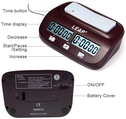 นาฬิกาจับเวลาหมากรุกแบบดิจิตอล Leap Digital Clock PQ9907s