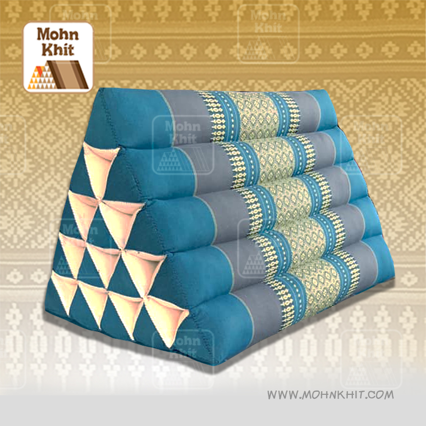 หมอนสามเหลี่ยม15ช่องเดี่ยวลายขิด 52cmx36cmx32cm// Thai Tri-angle Cotton kapok 100%Traditional Floor Cushions .