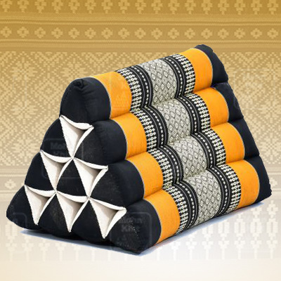 หมอนสามเหลี่ยม 10 ช่อง50x28x30Cm Tri-angle kapok 100%Traditional Floor Cushions 10 holes.