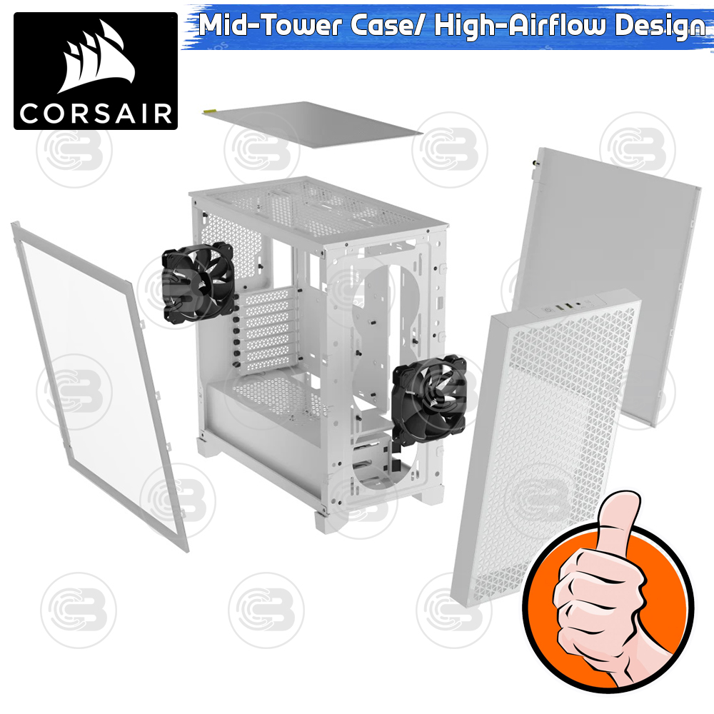 [CoolBlasterThai] CORSAIR 3000D AIRFLOW WHITE Mid-Tower PC Case ประกัน 2 ปี (CC-9011252-WW)