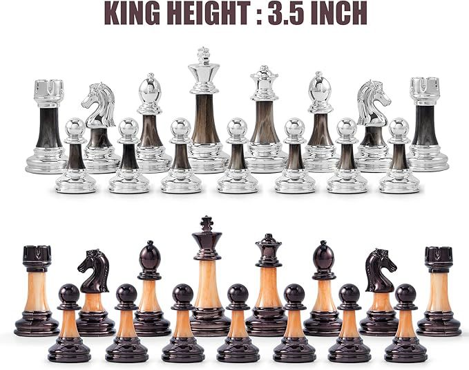 ชุดหมากรุกสากลไม้พับ (ตัวAcrylic & Metal) Wooden Chess Set