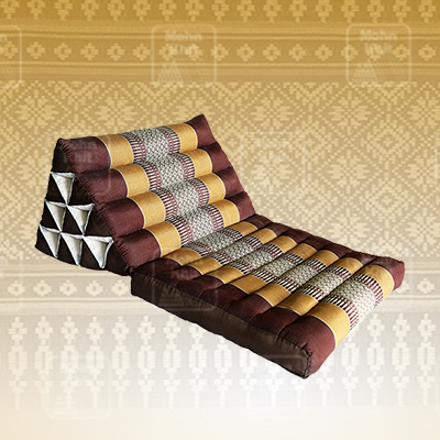 หมอนสามเหลี่ยม 10 ช่องติดเบาะ 1 พับ 50x76x35Cm Tri-angle kapok 100%Traditional Floor Cushions 10 holes with 1part of mattress.