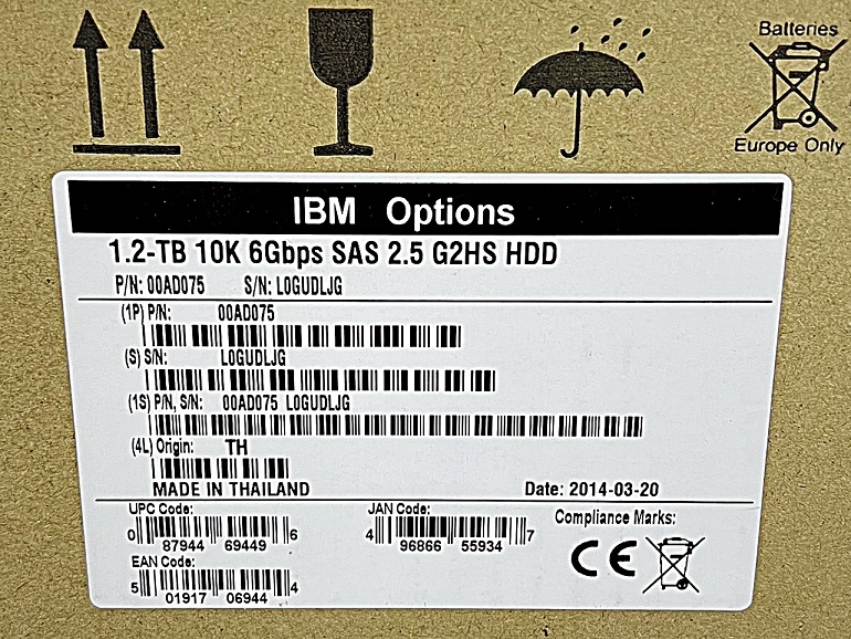 NEW, IBM 00AD075 00AD076 [TorCompTH Thailand - ขาย จำหน่าย ราคา] IBM 1.2TB 10K 6Gbps SAS 2.5IN G2HS HDD